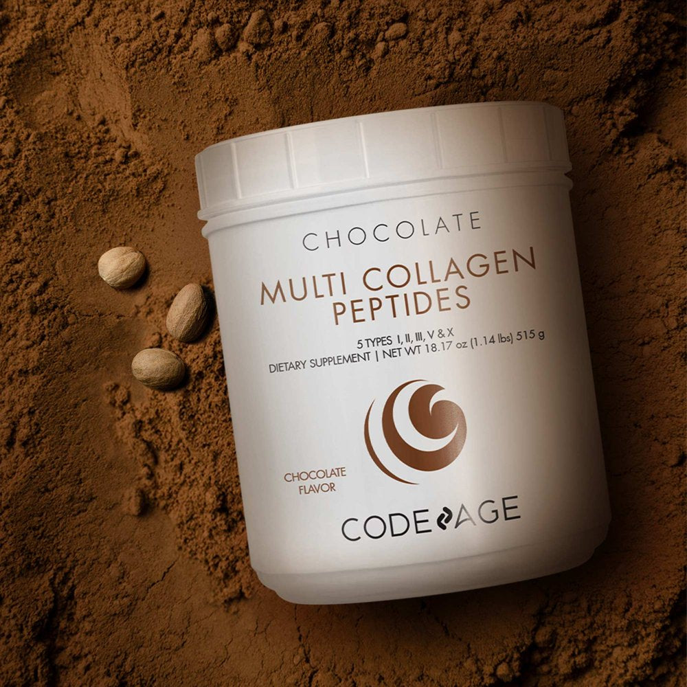 Codeage Multi Collagen Peptides Protein Powder, Chocolate Cocoa, MCT Oil, Amino Acids, Hydrolyzed, 18.16 Oz