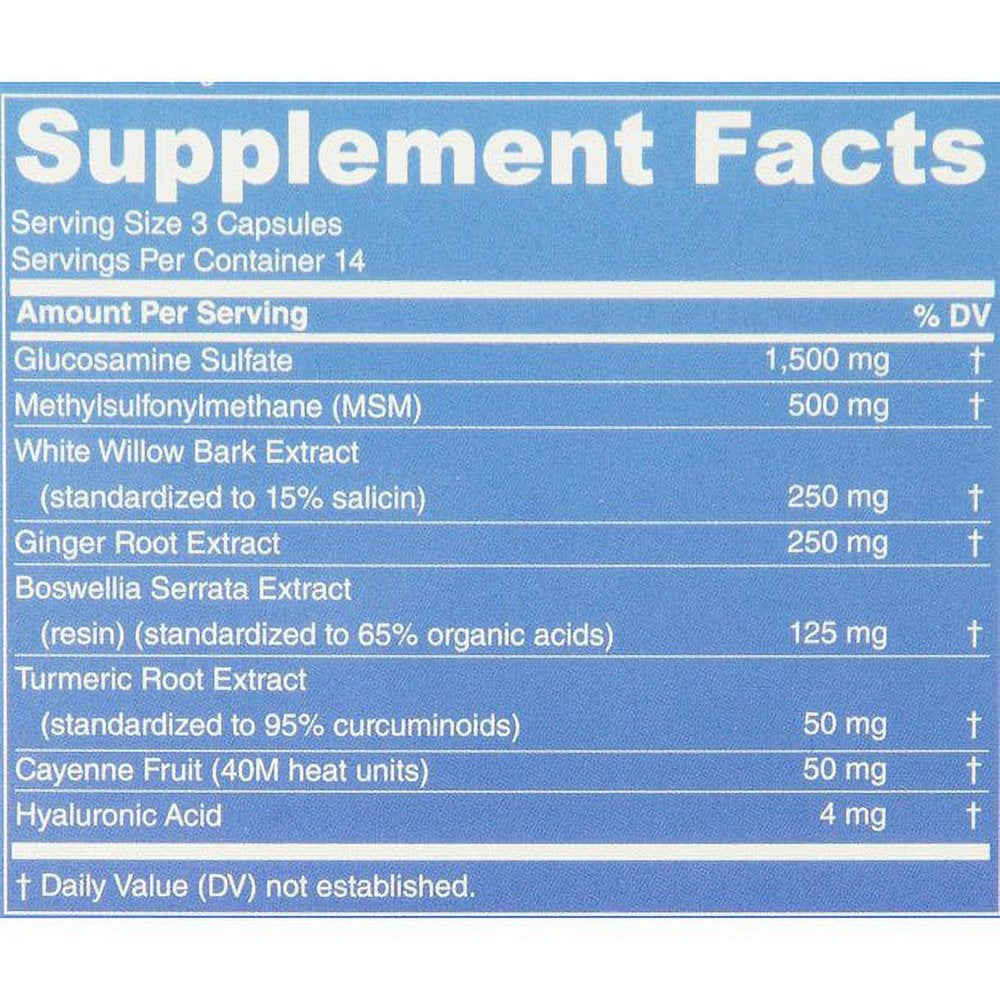 Instaflex Joint Support - Blend of Glucosamine, MSM, White Willow, Turmeric, Ginger, Cayenne, Hyaluronic Acid - 42 Capsules