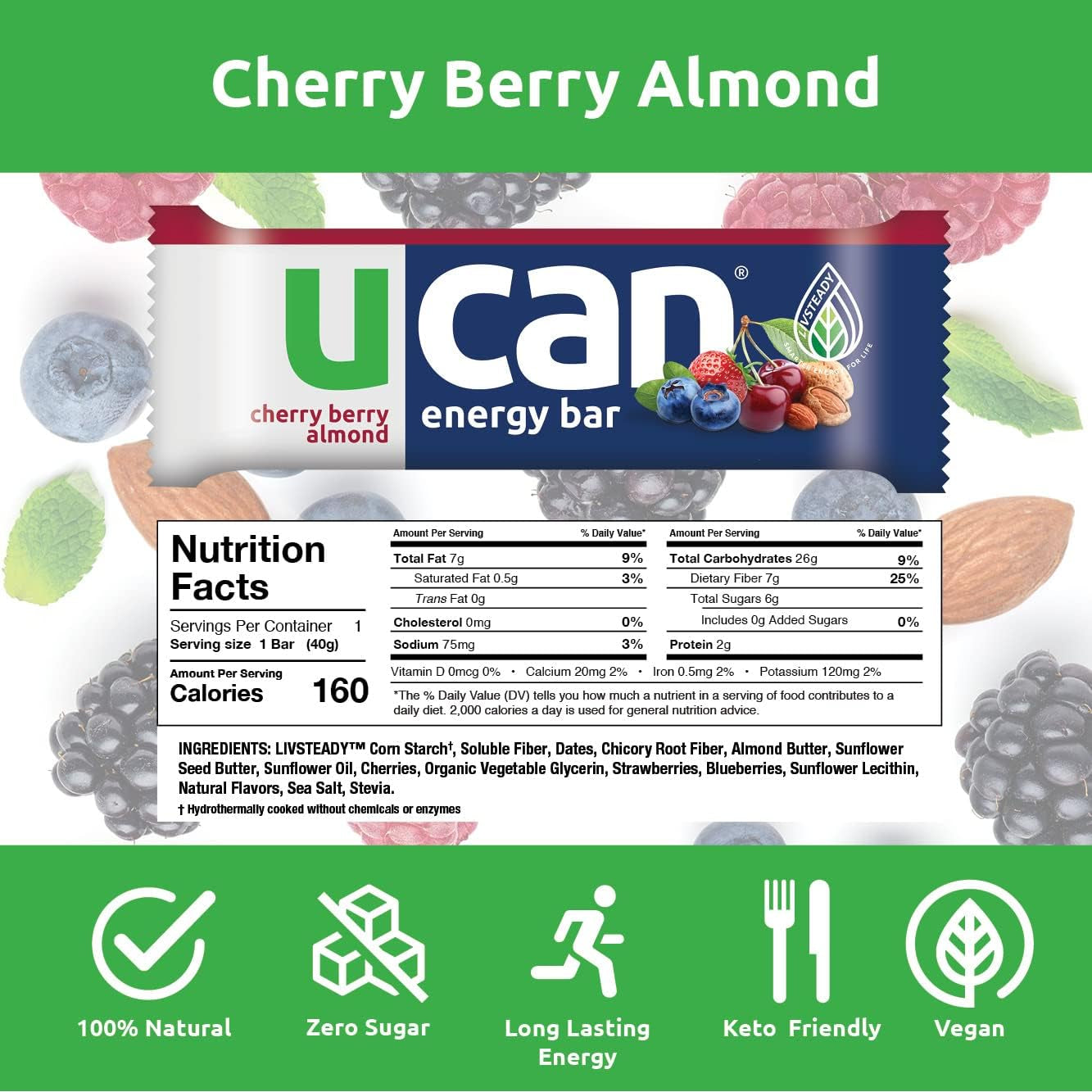 UCAN Strawberry Banana Edge Energy Gel, Cherry Berry Energy Bars & Cran-Raz Energy Powder - Great for Running, Training, Fitness, Cycling, Crossfit & More | Sugar-Free, Vegan, & Keto Friendly