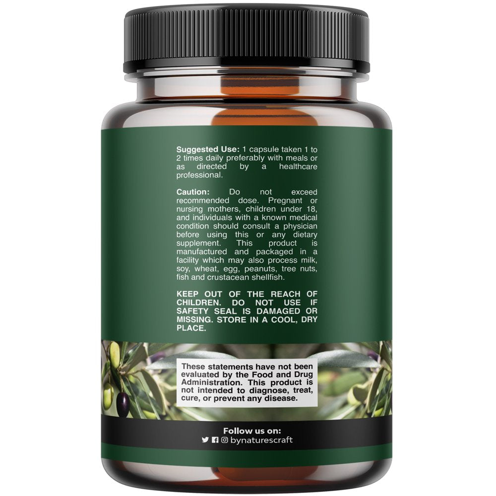 Potent Olive Leaf Extract Capsules - High Strength Antioxidant Supplement with Pure Olive Leaf with 20% Oleuropein - Herbal Heart Health Supplement - Vegan Non-Gmo & Gluten Free (2 Month Supply)