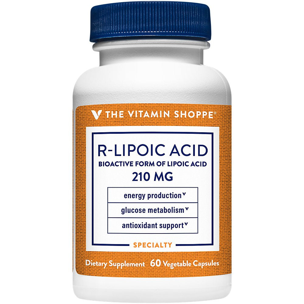 The Vitamin Shoppe R-Lipoic Acid 210MG, Antioxidant Supplement That Supports Energy Product and Glucose Metabolism (60 Veggie Capsules)