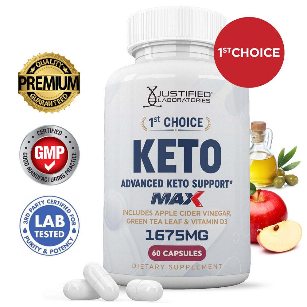 1St Choice Keto ACV MAX Pills 1675Mg Alternative to Gummies Dietary Supplement 60 Capsules