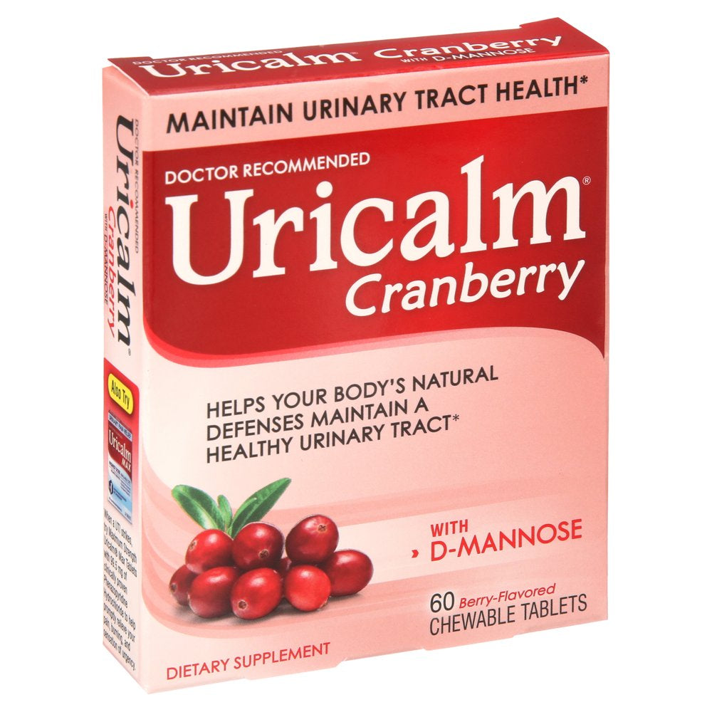 Uricalm Cranberry - Berry Flavored Daily Dietary Supplement Chewable with D-Mannose - 60 Count