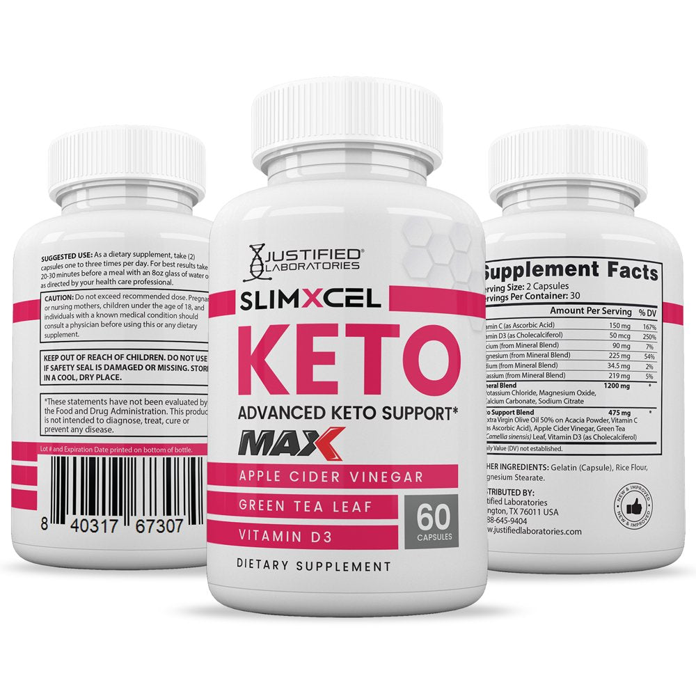 (3 Pack) Slimxcel Keto ACV MAX Pills 1675Mg Alternative to Gummies Dietary Supplement 180 Capsules