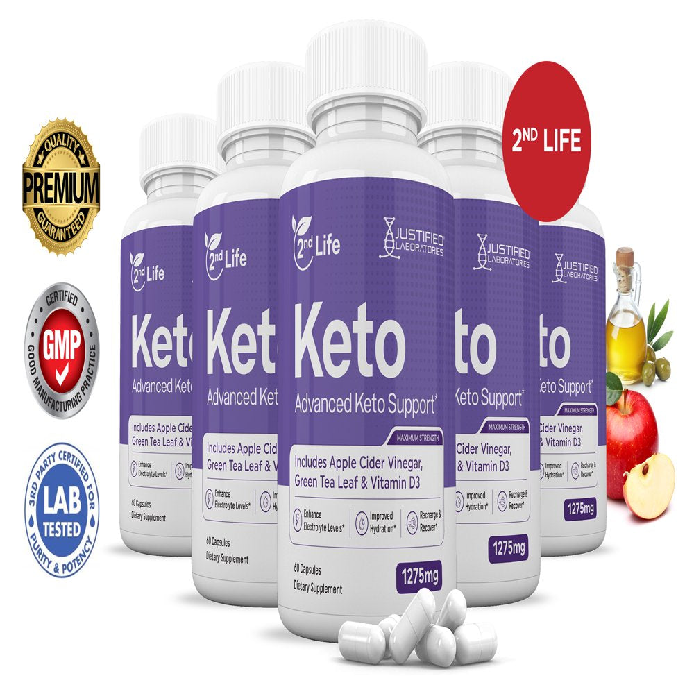 2Nd Life Keto ACV Pills 1275Mg Alternative to Gummies Dietary Supplement 300 Capsules