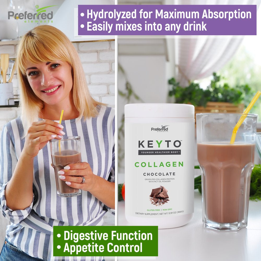 KEYTO Keto Collagen Protein Powder with MCT Oil Powder – Perfect for Low-Carb Diet Chocolate 12.91OZ