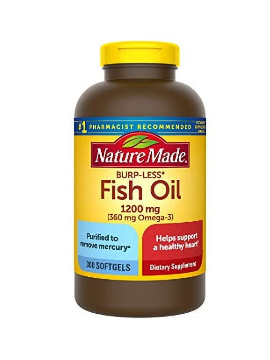 Nature Made Burp-Less Fish Oil 1200 Mg Softgels, 300 Count for Heart Health?