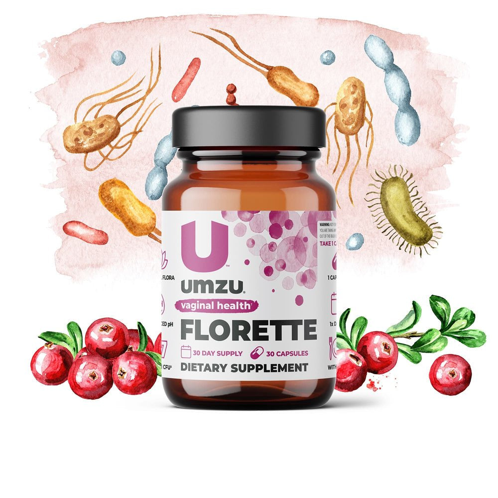 UMZU Florette - Vaginal & Urinary Tract Health Supplement to Support Vaginal Ph, Cranberry Fruit Extract, Advanced Probiotic, Shelf Stable - (30 Day Supply 30 Capsules)