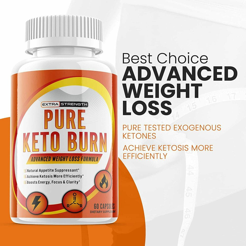 (1 Pack) Pure Keto Burn - Supplement for Weight Loss - Energy & Focus Boosting Dietary Supplements for Weight Management & Metabolism - Advanced Fat Burn Raspberry Ketones Pills - 60 Capsules