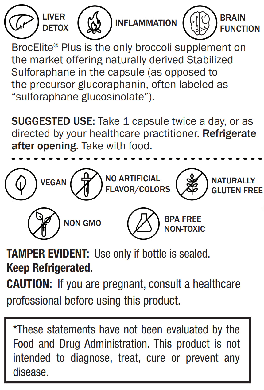 Brocelite plus - Broccoli Supplement with Stabilized Sulforaphane Heart Health, Joint Support 60 CT