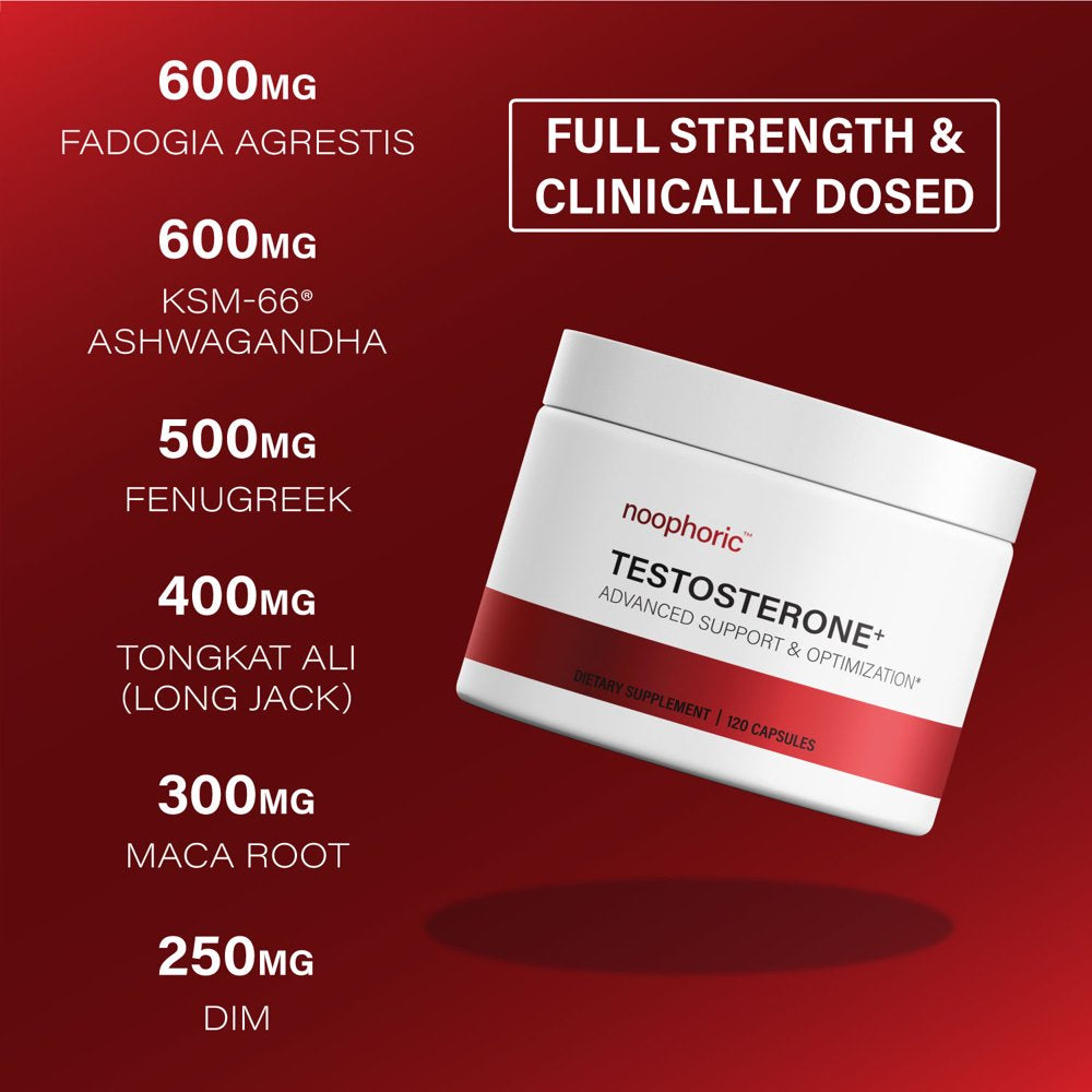 (6-Pack) Testosterone Booster Supplement for Men - Fadogia Agrestis, Tongkat Ali - Noophoric