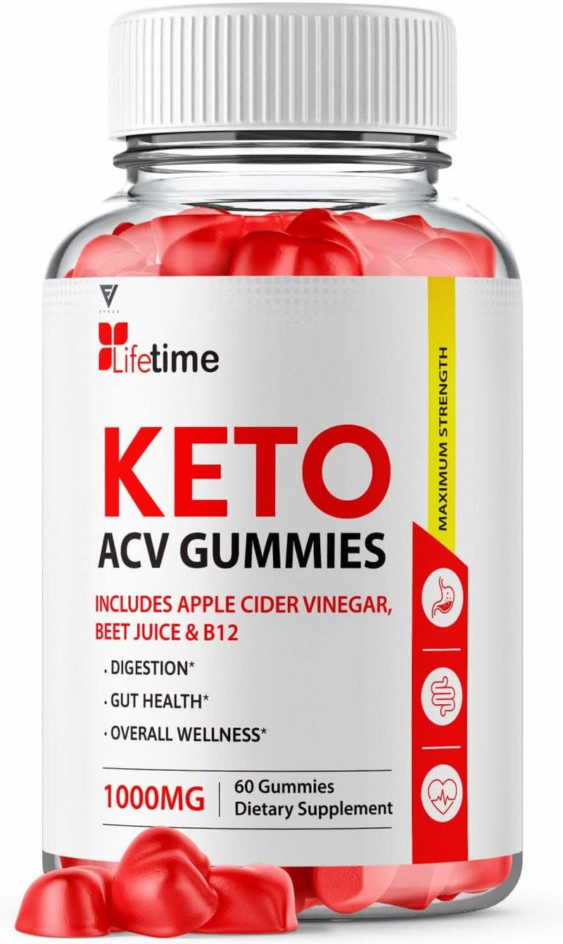 Lifetime Keto plus ACV Gummies Advanced Life Time Keto+Acv Weight Loss, Lifetime Keto Apple Cider Vinegar AVC Belly Fat Burner Support Women Men Diet Weightloss Gummy (60 Gummies)