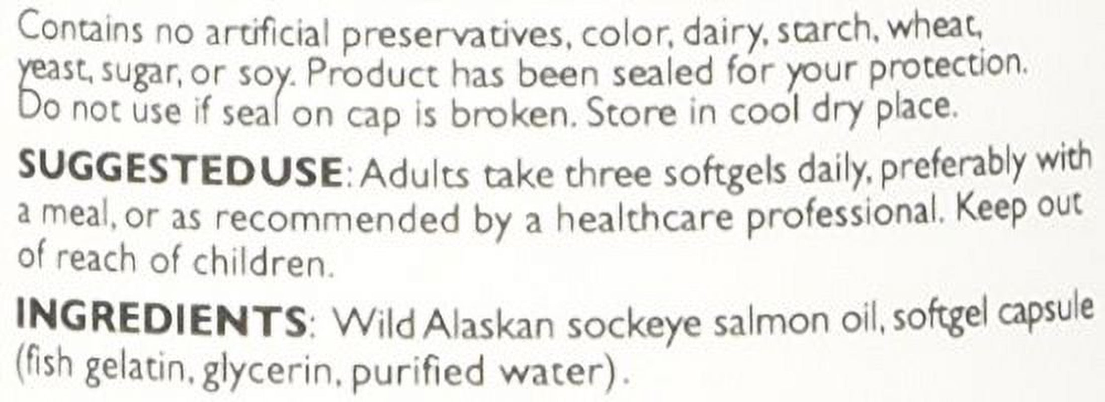 Vital Choice Wild Alaskan Sockeye Salmon Oil, Omega-3, 1000Mg, 90-Count