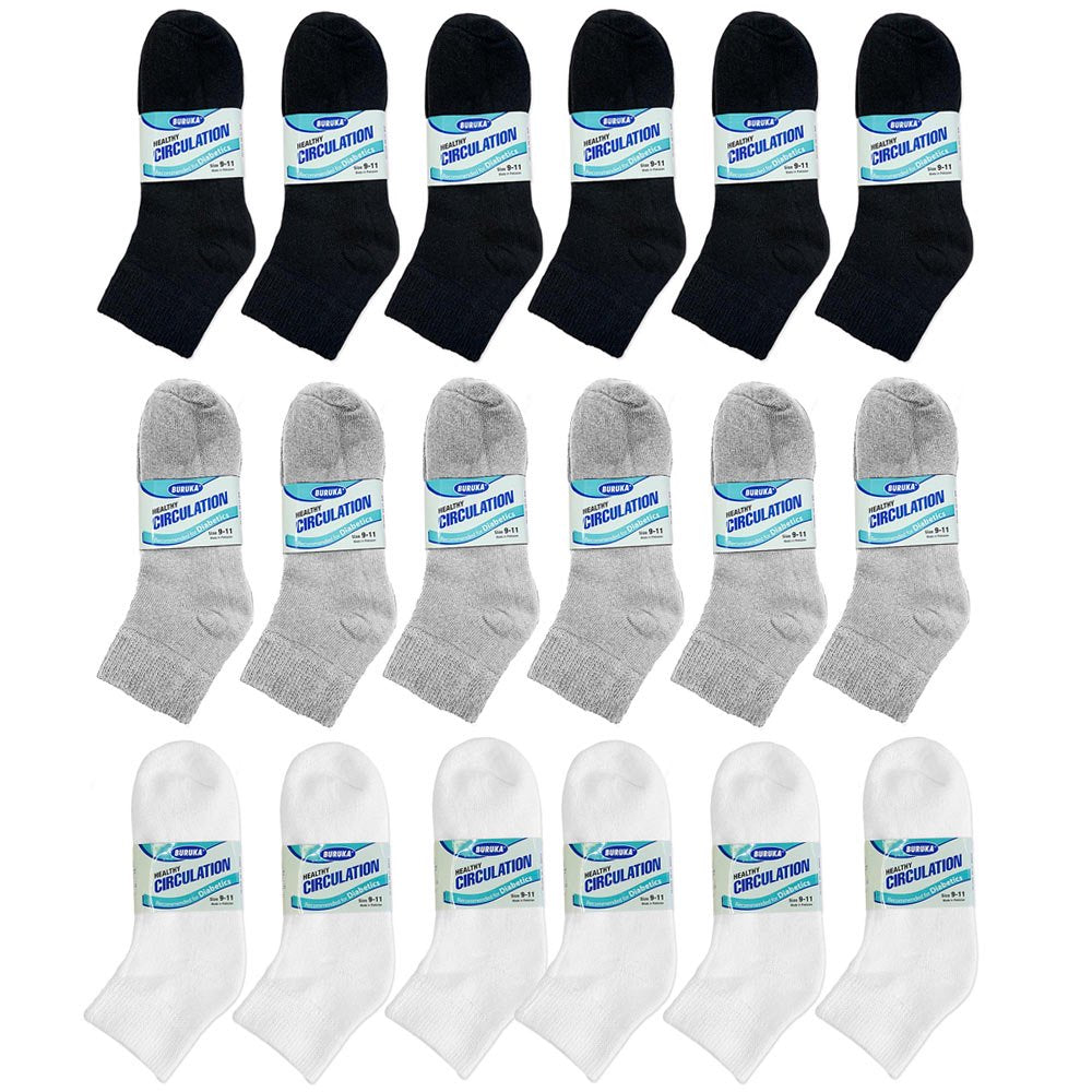 6 Pair Diabetic Ankle Circulatory Socks Health Support Mens Loose Fit Size 10-13