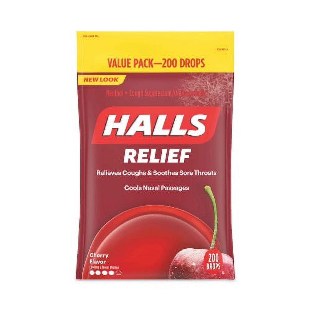 New Halls Relief Menthol Cough Suppressant - Oral Anesthetic, Cherry, Value Pack, 200/Pack, Delivered in 1-4 Business Days,Each