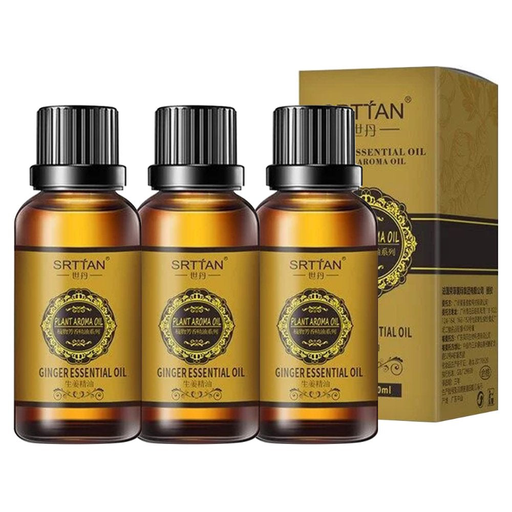 3Pcs Belly Drainage Ginger Oil,Slimming Tummy Ginger Oil,Natural Drainage Ginger Oil Essential Relax Massage Liquid,Body Massage Organic Ginger Essential Oil for Swelling and Pain Relief,1 Bottle