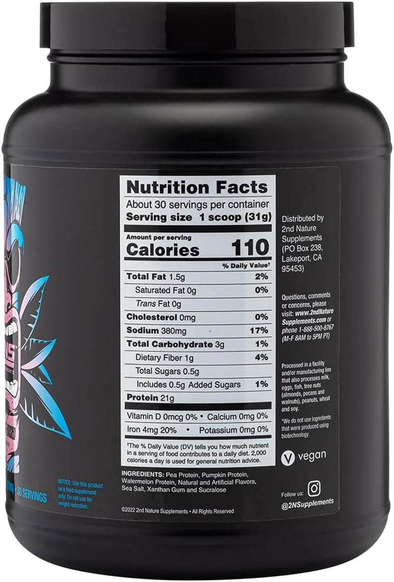 2Nd Nature Supplements – Plant-Based Protein, Birthday Cake, 30 Servings, 2.2 LB – 21G Vegan Protein & Eaas to Support Muscle Growth & Recovery – No Sugars Added & Made without Soy, Gluten or Gmos