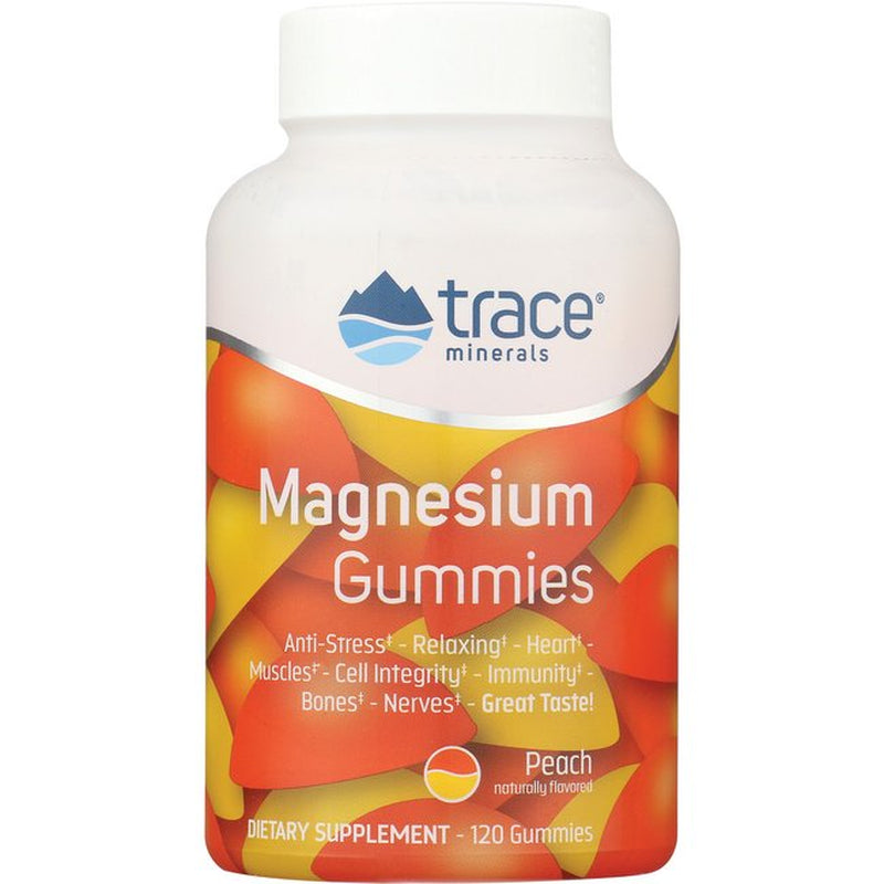 Trace Minerals Magnesium Gummies (120 Ct) Low Sugar | Natural Sleep Support | Kids & Adults | Peach