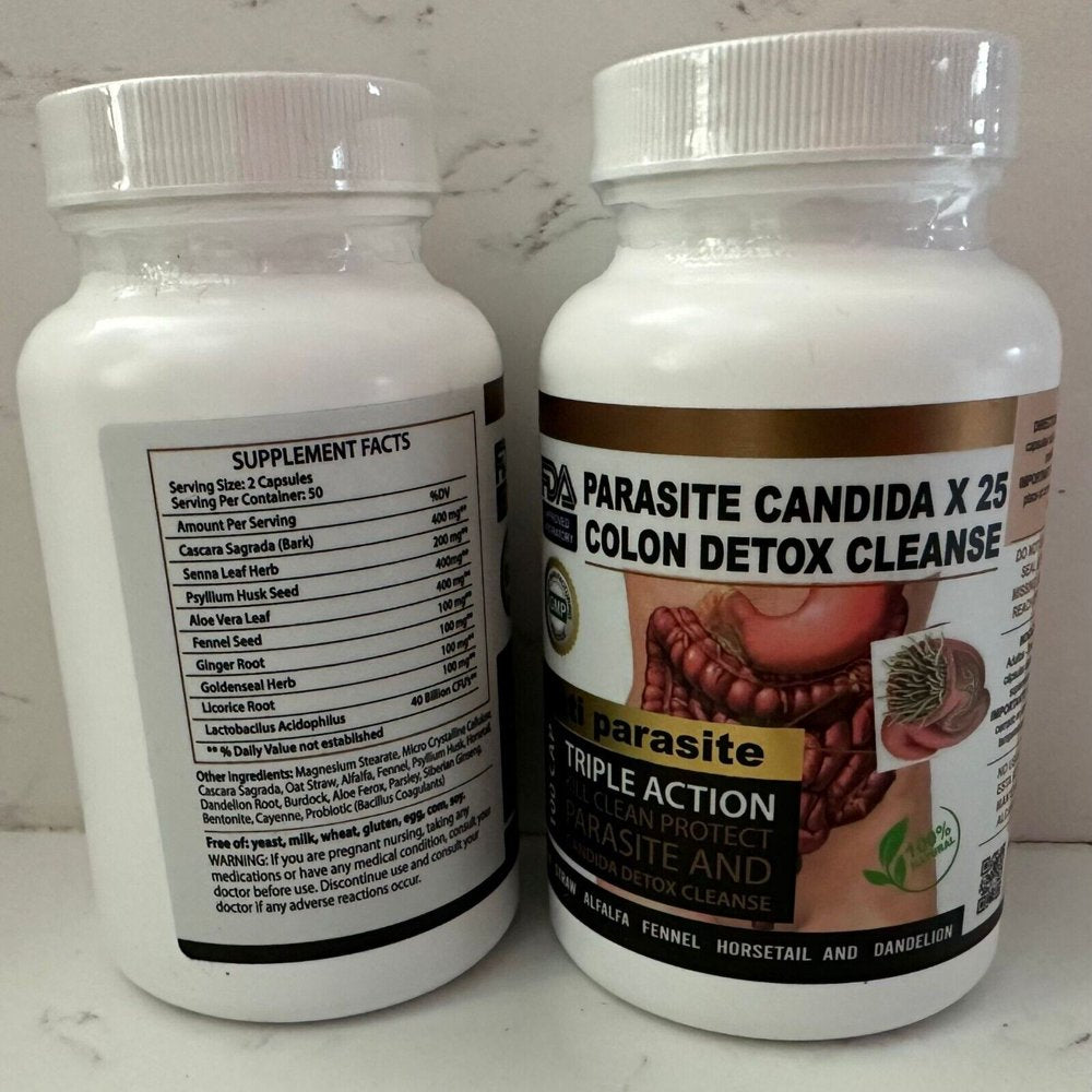 Parasite Cleanse DETOX Liver Colon Yeast Killer Pills All Natural Detox Candida 1000 Capsules