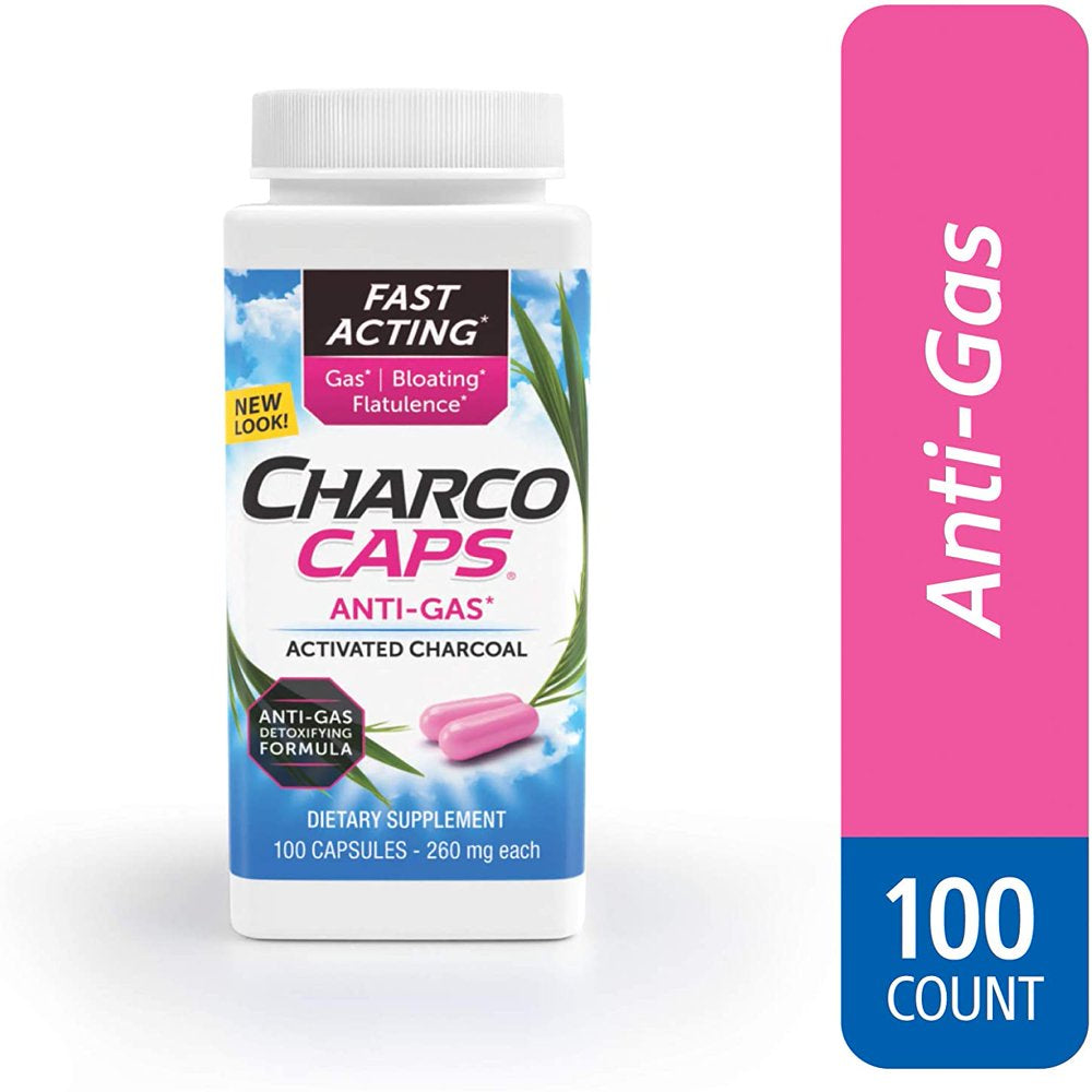 Charcocaps Anti-Gas Formula Dietary Supplement 100 Capsules