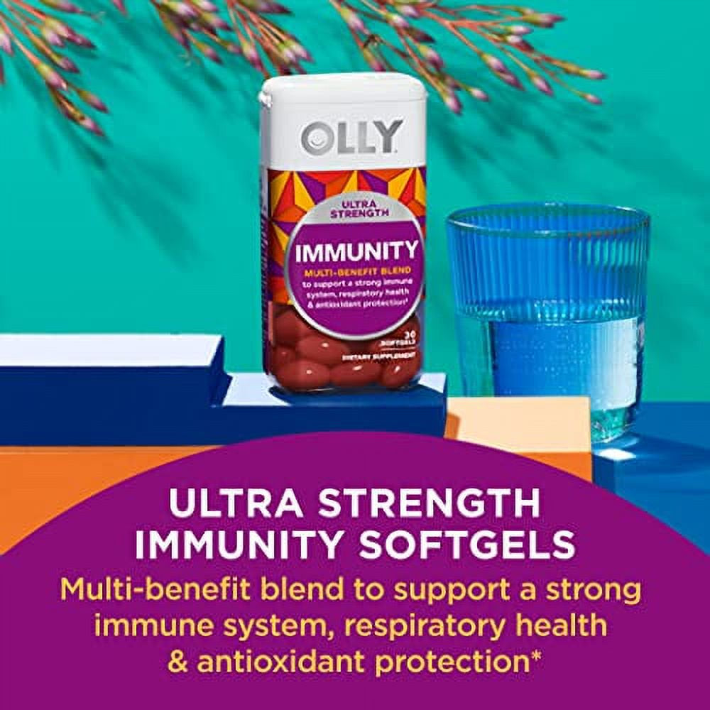 OLLY Ultra Stength Immunity Softgels, Immune and Respiratory Support, Zinc, Vitamin C + D, Supplement, 30 Day Supply - 60 Count