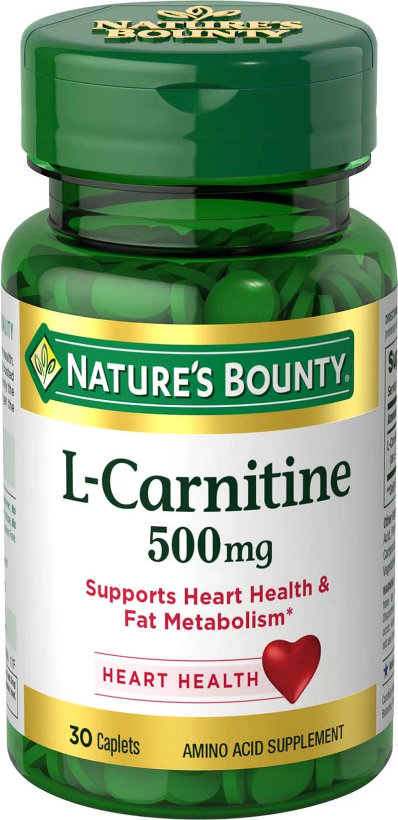 Nature'S Bounty L-Carnitine 500 Mg Caplets for Heart Health Support, 30 Ct