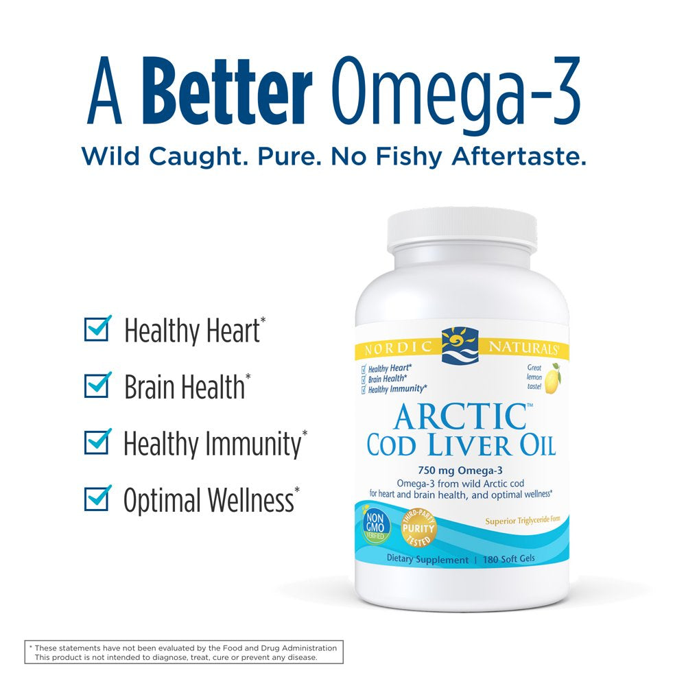 Nordic Naturals Pro Arctic Cod Liver Oil Softgels, 750 Mg, EPA & DHA 180 Ct