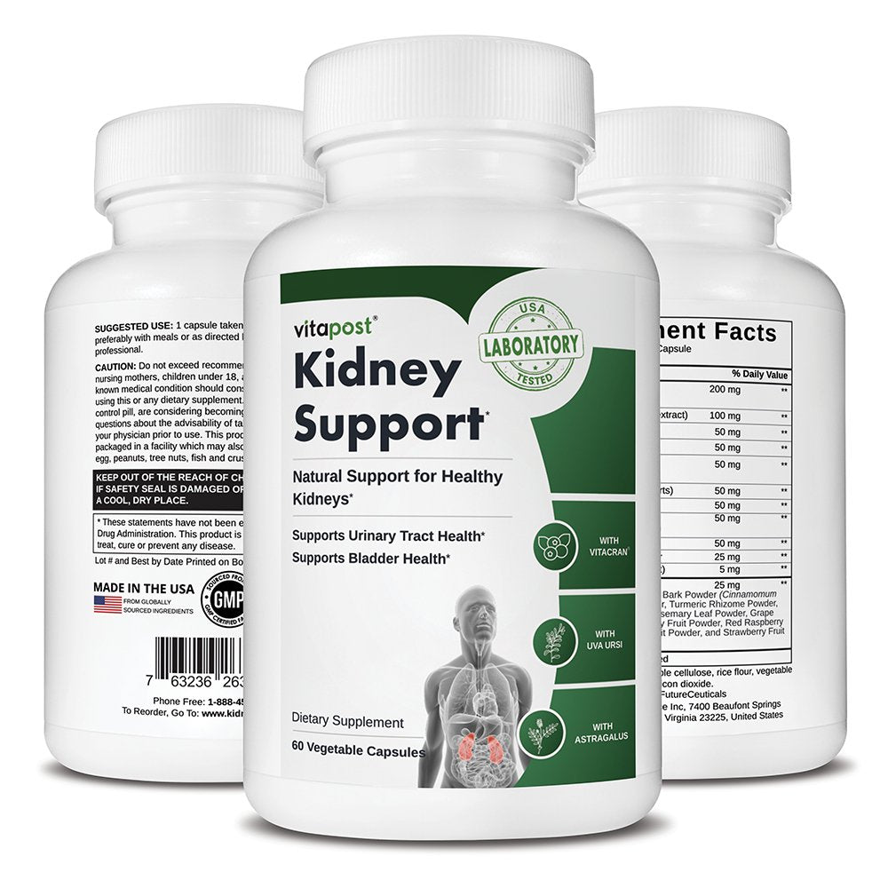 Vitapost Kidney Support Supplement with Cranberry, Uva Ursi, Astragalus - 60 Capsules