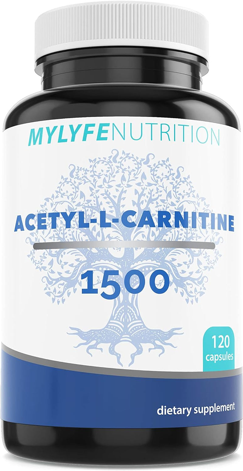 My Lyfe Nutrition Acetyl L-Carnitine 1500Mg Capsules, Energy Management Supplements, Non-Gmo and Gluten-Free, Metabolism Support for Men and Women, 120 Veggie Capsules