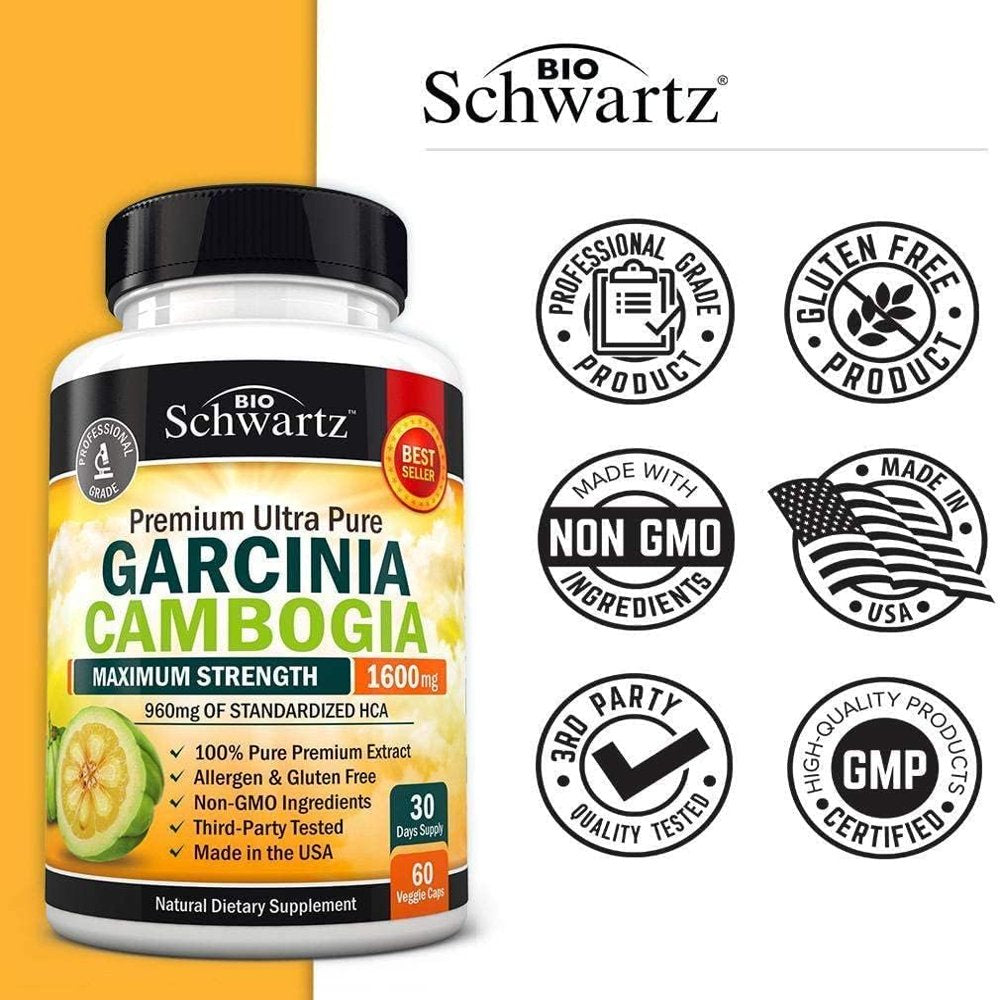 Bioschwartz Garcinia Cambogia Capsules 1600Mg | Weight Loss Support Pills | 60 Count