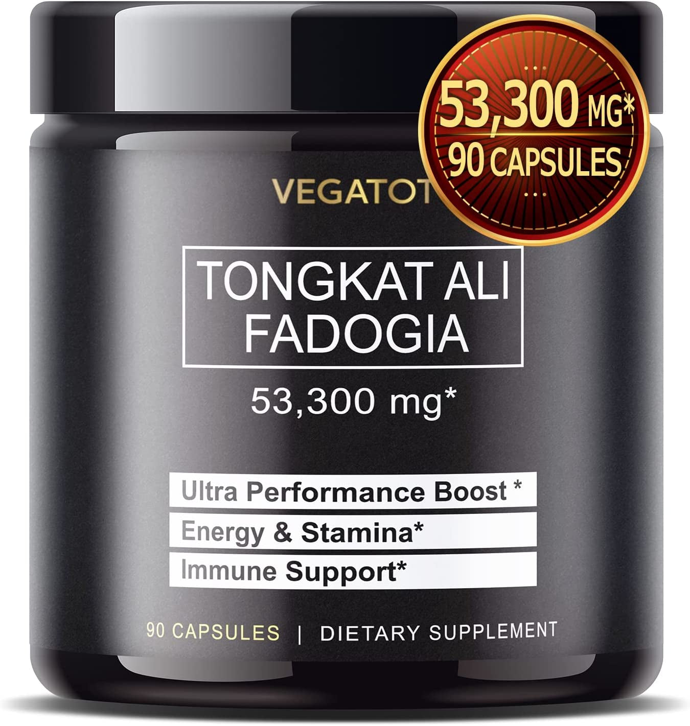 VEGATOT Fadogia Agrestis Tongkat Ali 53,300MG Ultra Extract Herbal Supplement **USA Made and Tested** Potency Boosted with Creatine, L-Citrulline, L-Arginine - Promote Energy & Performance