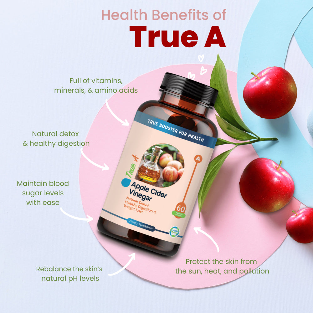 Truemed Apple Cider Vinegar Vitamin B6 Vitamin B12 Healthy Digestion and Weight Loss Supplements 750 Mg 60 Capsules