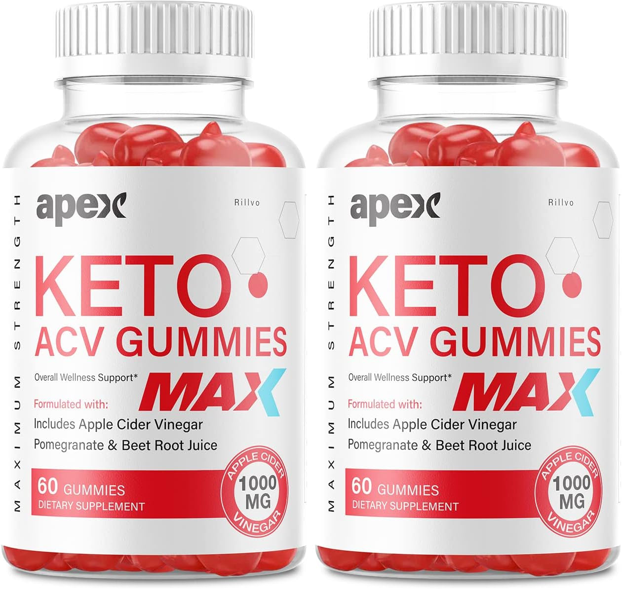 (2 Pack) Apex Keto Max ACV Gummies Apex Keto Advanced Formula Overall Wellness Support (120 Gummies)