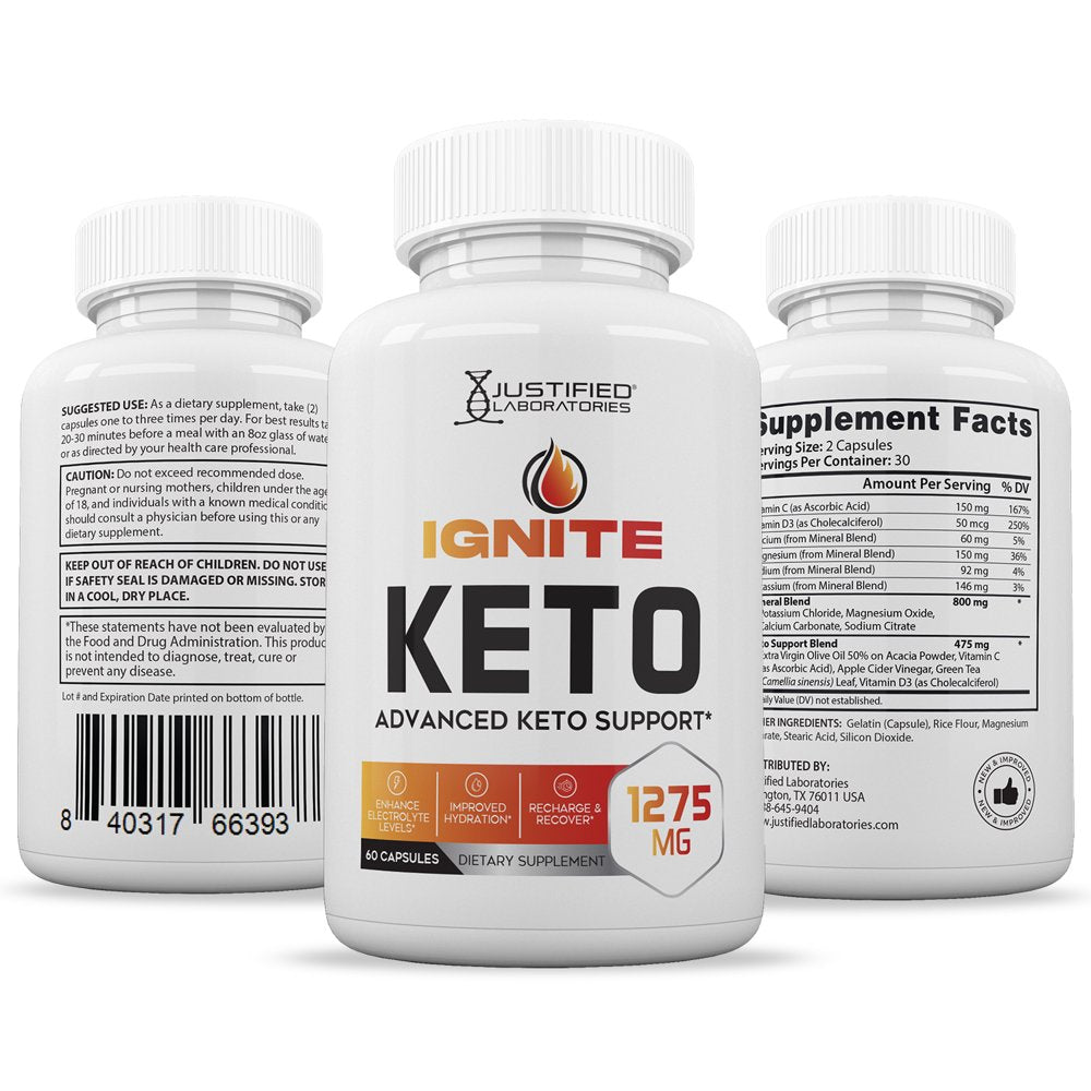 (2 Pack) Ignite Keto ACV Pills 1275Mg Alternative to Gummies Dietary Supplement 120 Capsules