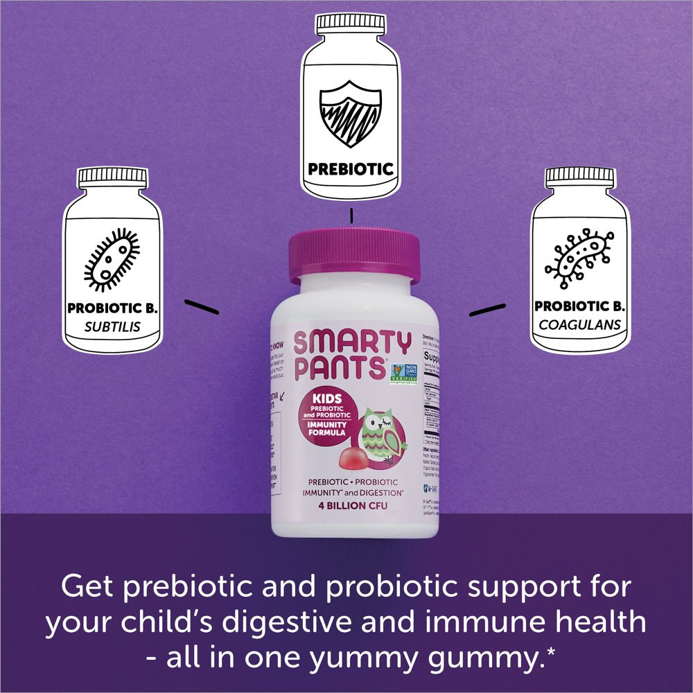 Smartypants Kids Prebiotic & Probiotic Immunity & Digestive Health Gummy Vitamins - Grape - 45Ct