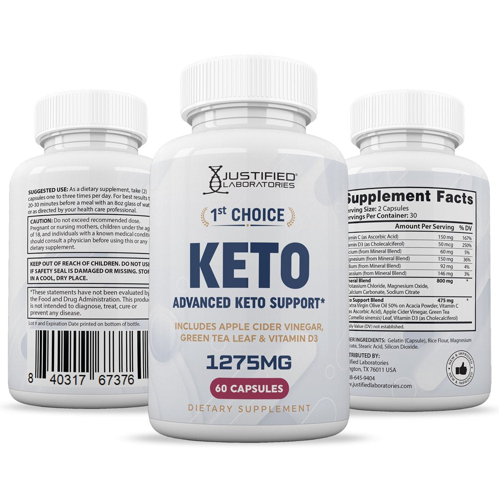 1St Choice Keto ACV Pills 1275Mg Alternative to Gummies Dietary Supplement 60 Capsules