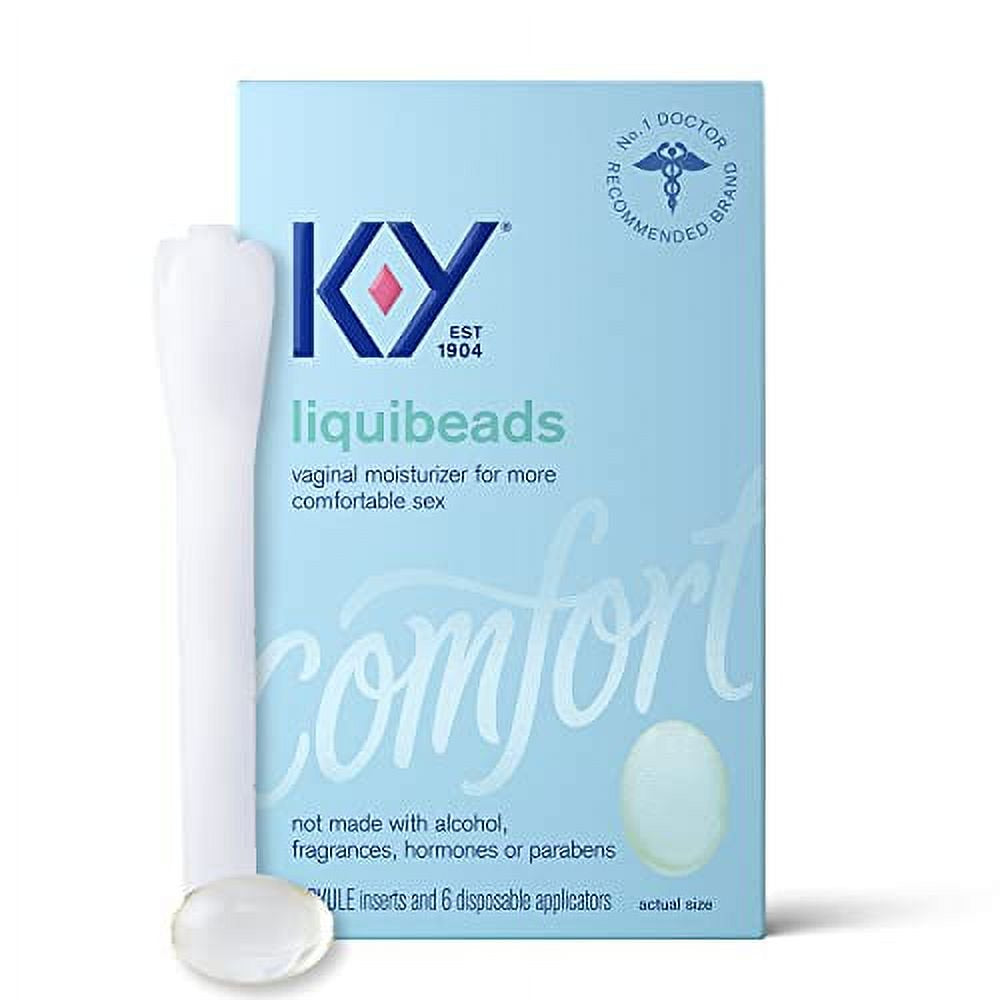 Silicone Lube K-Y Liquibeads 6 Ct Personal Lubricant for Adult Couples, Women, Pleasure Enhancer, Sensual Massage Vaginal Moisturizer Beads, Hormone & Paraben Free, Easy Apply, Latex Condom Compatible