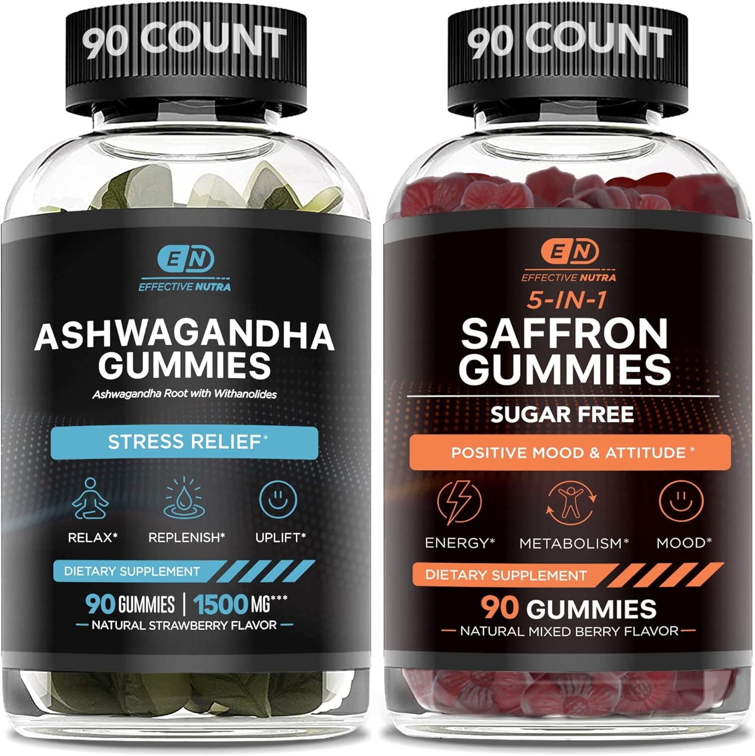 EFFECTIVE NUTRA Ashwagandha Gummies & Saffron Gummies