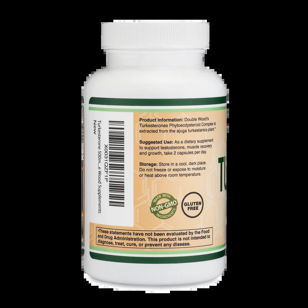 Turkesterone Supplement 500Mg, 120 Capsules (Ajuga Turkestanica Extract Std. to 10% Turkesterone) Similar to Ecdysterone for Testosterone Support by Double Wood Supplements