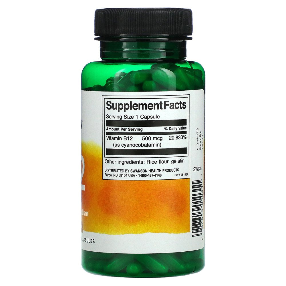 Swanson, Vitamin B12, 500 Mcg, 260 Capsules