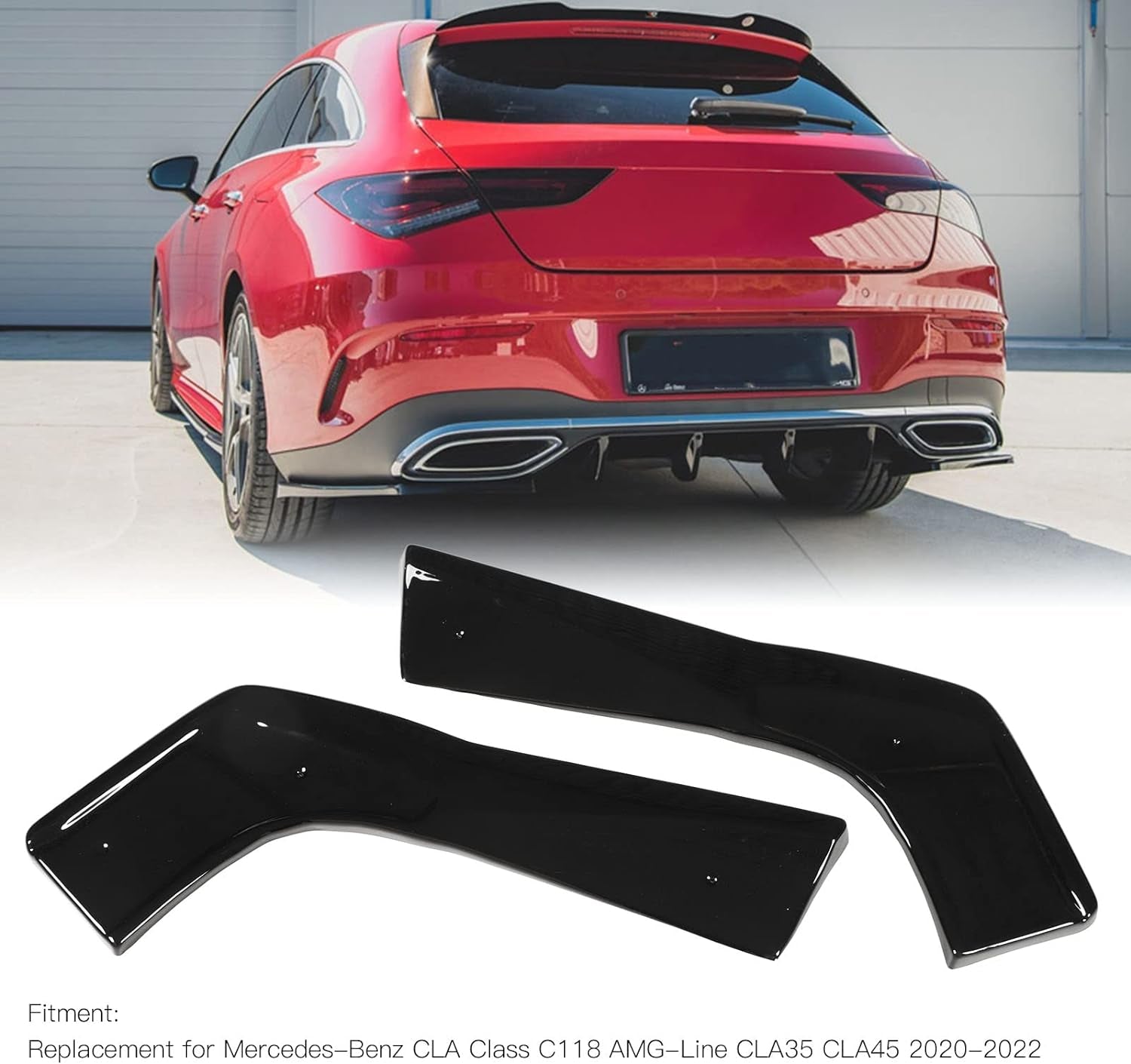 1 Pair Tail Bumper Lip Spoiler, Rear Splitter Lip Spoiler Glossy Black Left Right Bumper Diffuser Splitter Kit Replacement for Benz CLA Class C118 CLA35 CLA45