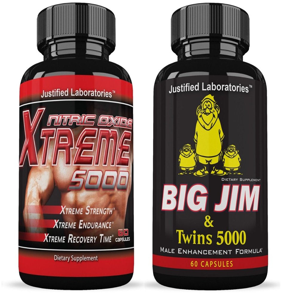 Big Jim (60 Pills) and Twins Xtreme 5000 Nitric Oxide (60 Pills)