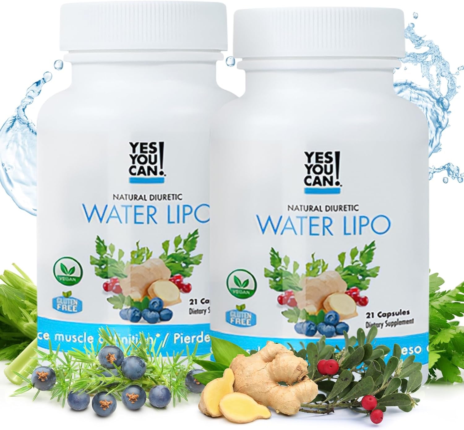 Yes You Can! Natural Water Lipo Diuretic Cleanse with Electrolytes and Vitamins - Gluten-Free Supplement (21 Capsules)