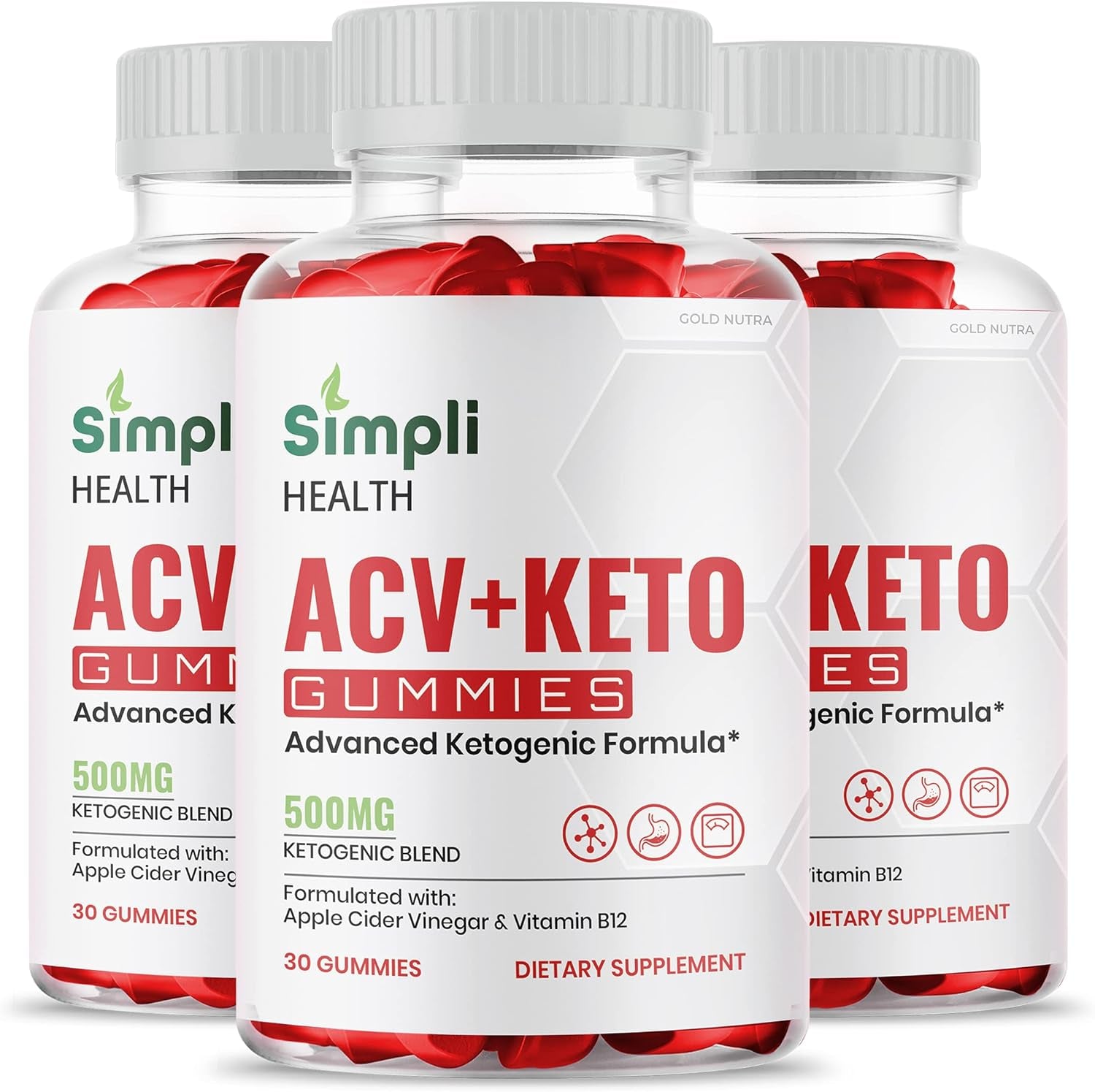 (3 Pack) Simpli Health ACV Keto Gummies, Maximum Strength