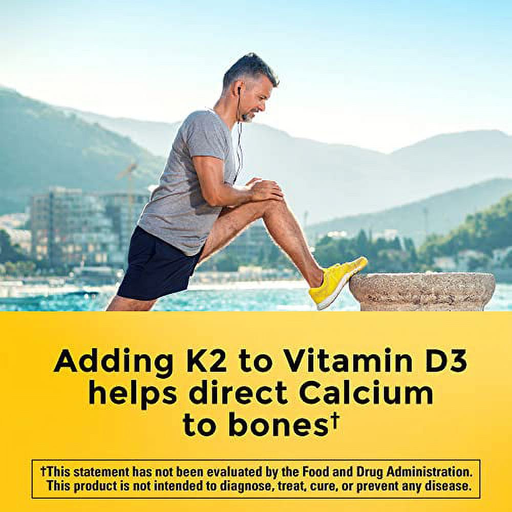 Nature Made Vitamin D3 K2 Gummies, Vitamin D3 5000 IU per Serving, Bone, Teeth, Muscle, Immune Health Support, 50 Vitamin D + K2 Gummy Vitamins, 25 Day Supply