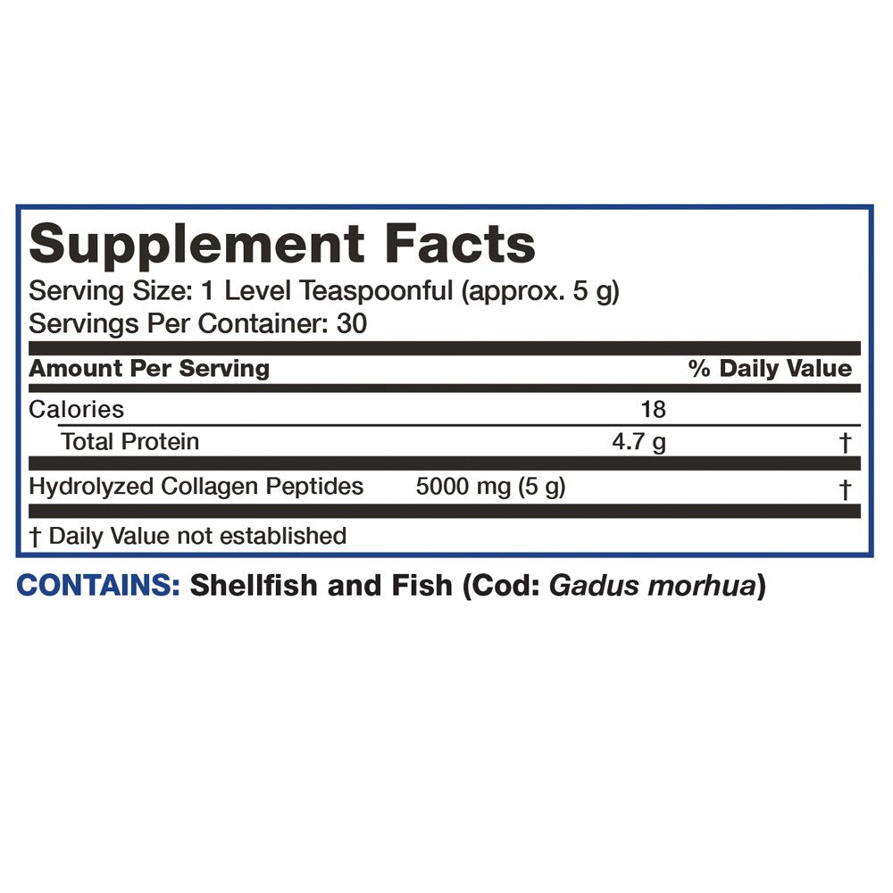 Marine Collagen Peptides Powder 100% Nordic Norwegian Cod Verified Sustainable Non-Gmo Gluten Free, 150G (5.29 Oz)