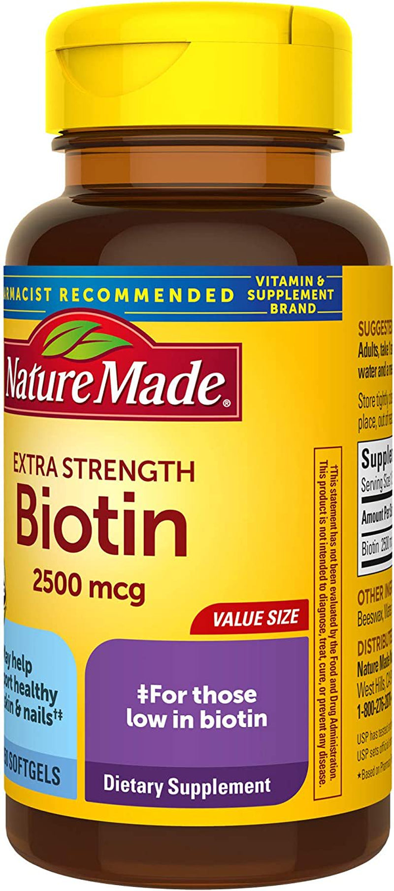 Strength Biotin 2500 Mcg, Dietary Supplement for Healthy Hair, Skin & Nail Support, 150 Softgels, 150 Day Supply