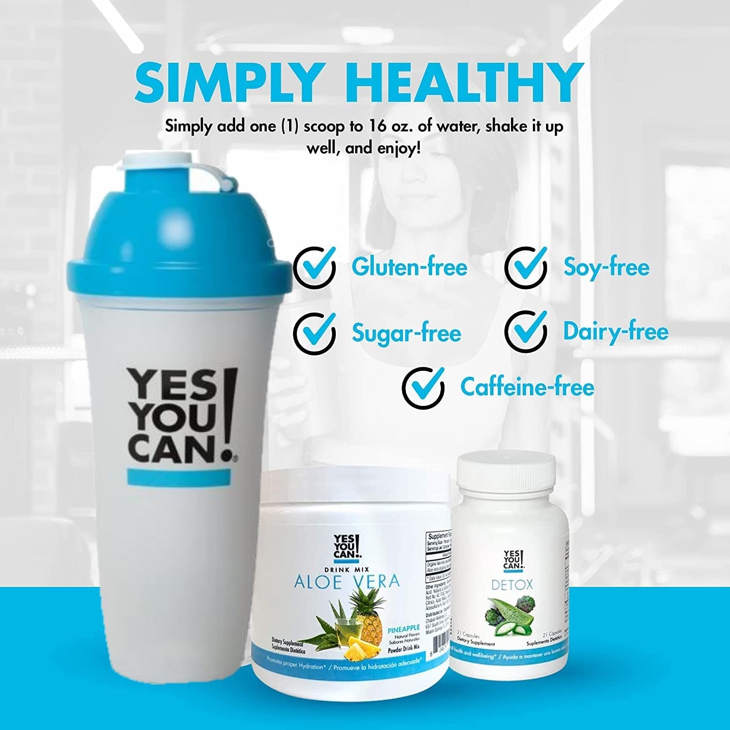 Yes You Can! Detox Kit Bundle - Includes YYC! Capsules, Aloe Vera Drink Mix, and Water Bottle, Body Cleanse Kit, Daily Cleanse and Proper Hydration with Vitamins - (Pineapple)