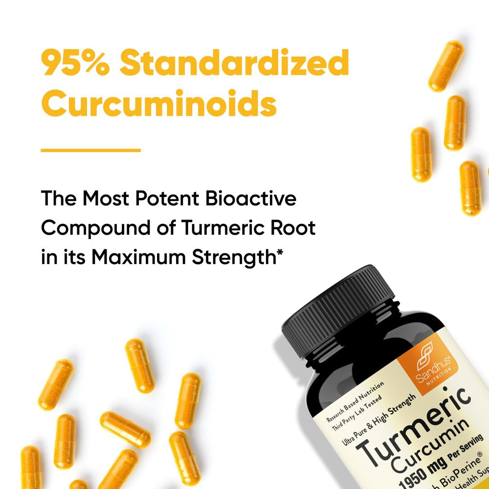 Sandhu’S Turmeric Curcumin, Ultra-Pure, and High Strength Turmeric Supplement, Joint & Heart Health Support, 90Ct