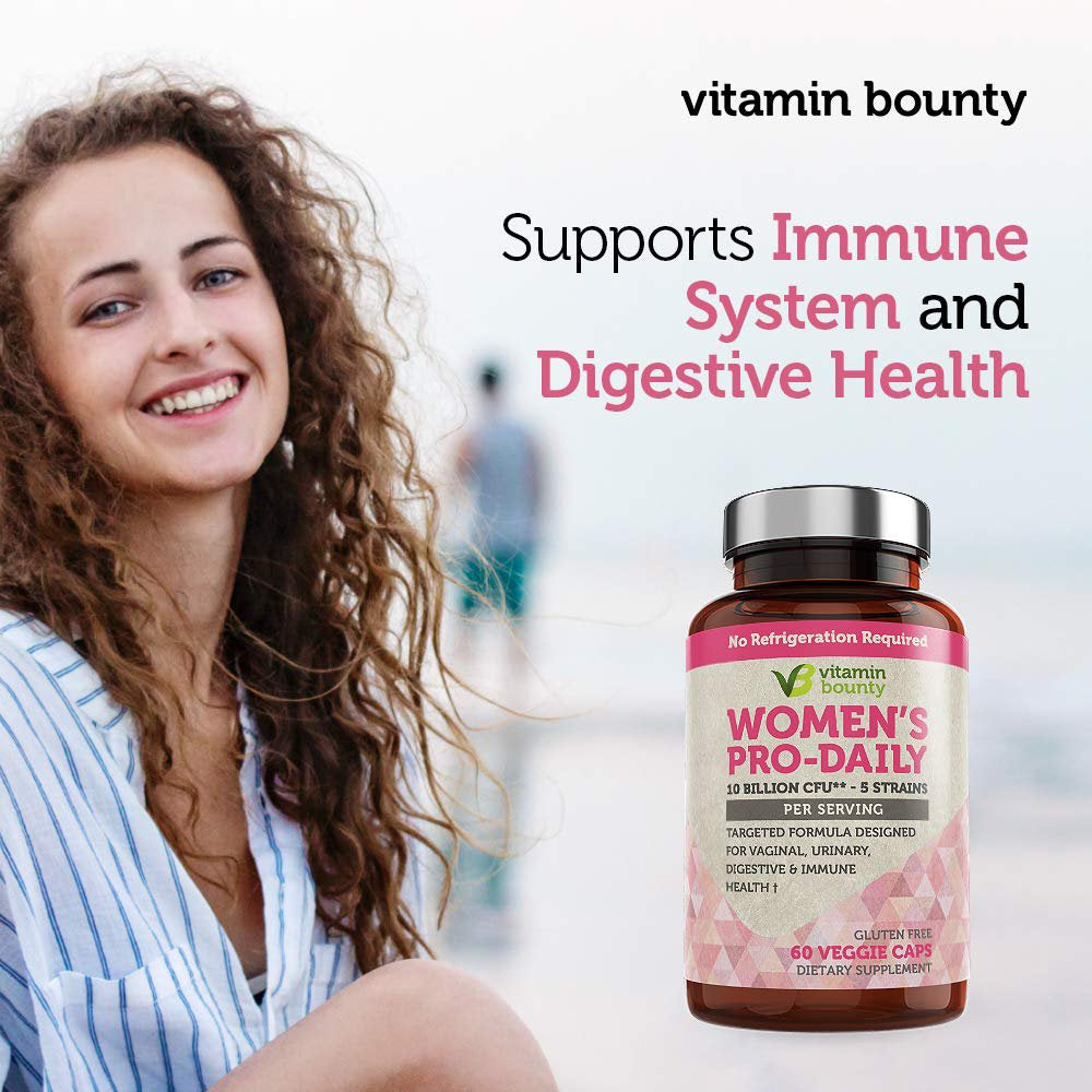 Vitamin Bounty Probiotic & Prebiotic for Women - 10 Billion Cfus per Serving with Cranberry, 5 Strains - for Feminine Health, Bv Defense & Ph Balance